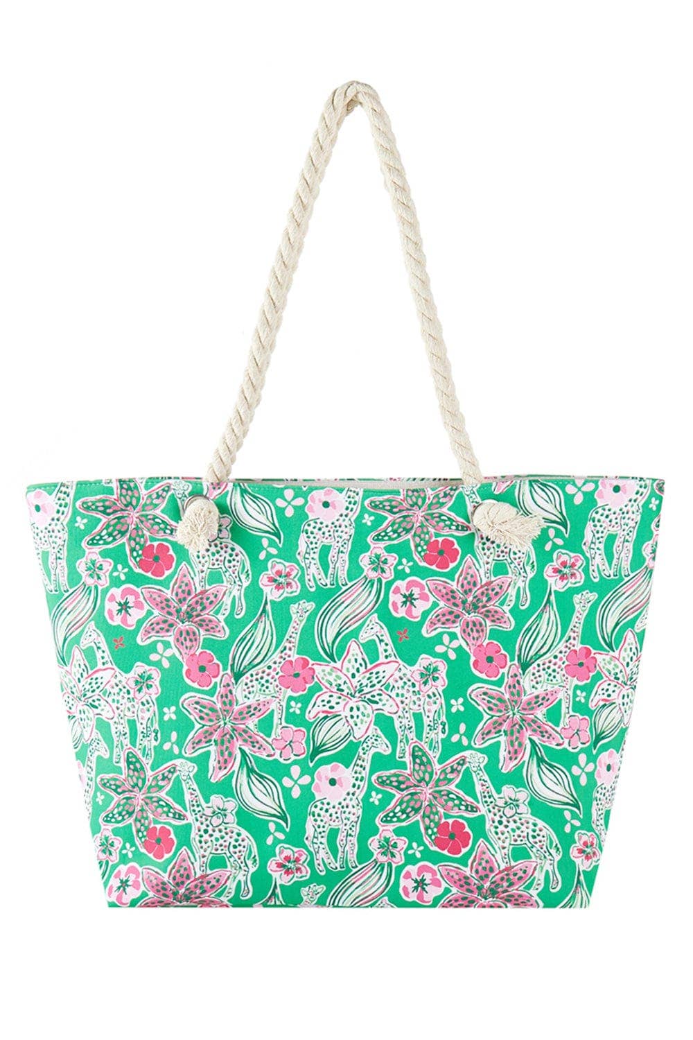 MB0311 Flower Print Rope Strap Tote Bag