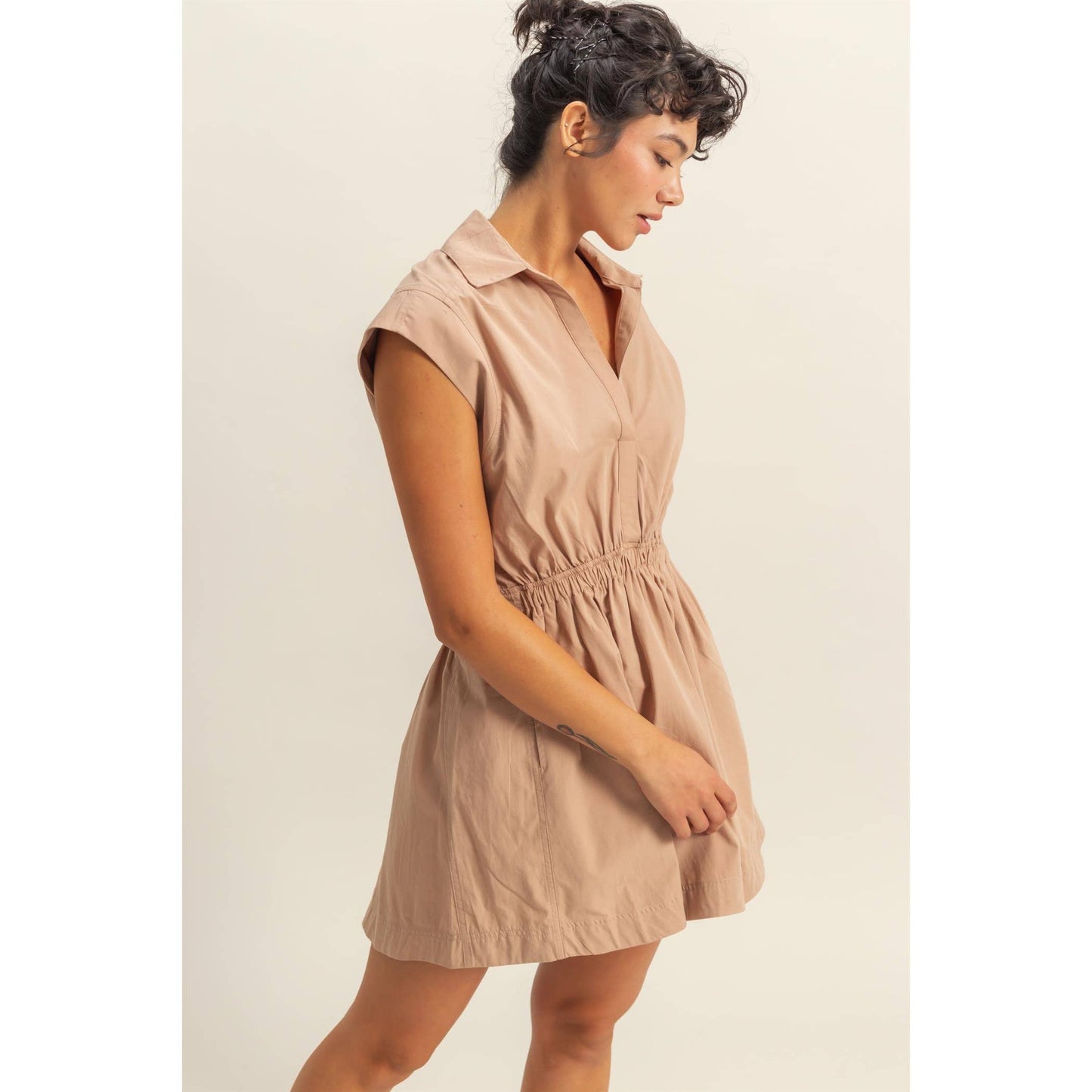 DZ25C151-Flirty Collared Mini Dress: TOMATO / S-M-L(2-2-2)