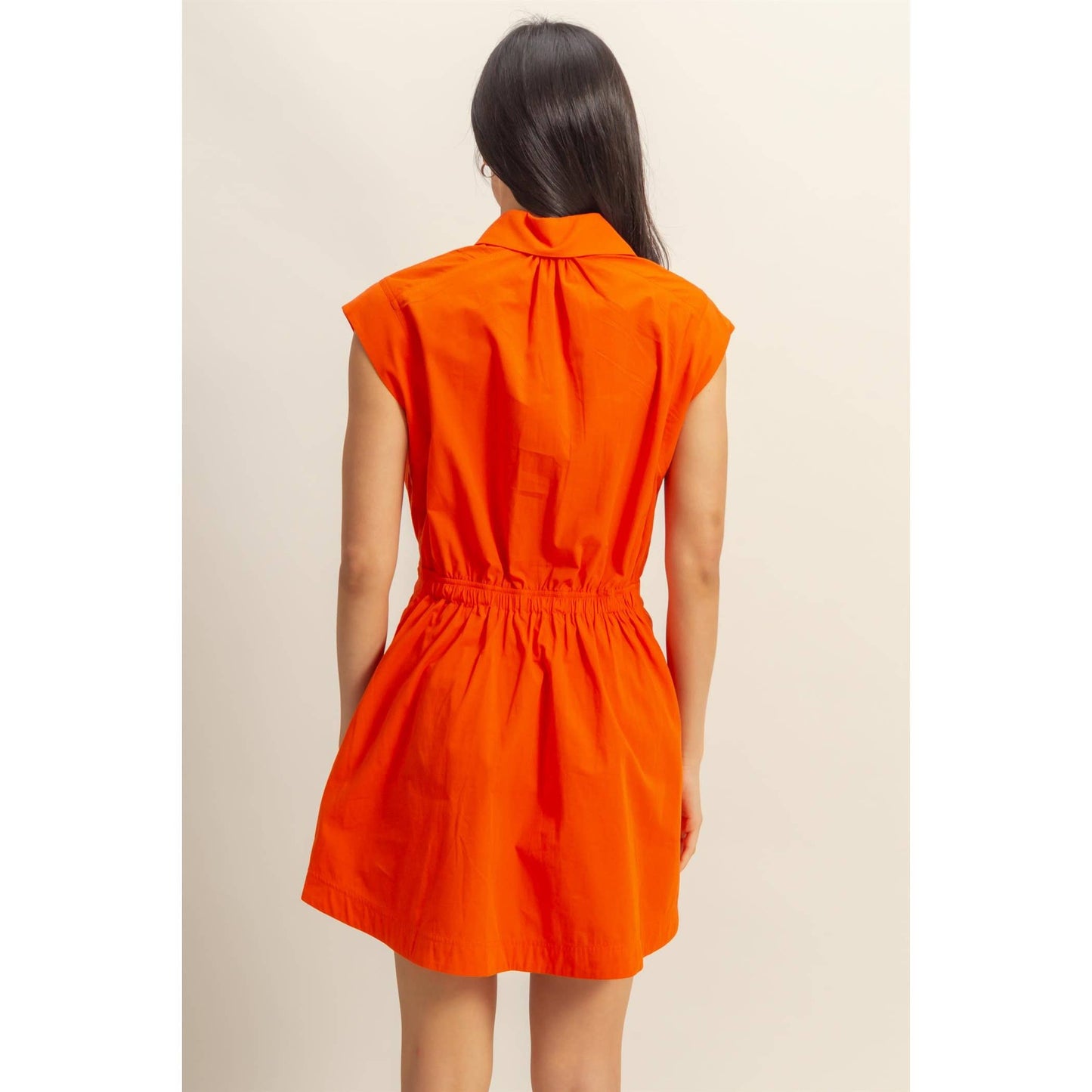 DZ25C151-Flirty Collared Mini Dress: TOMATO / S-M-L(2-2-2)