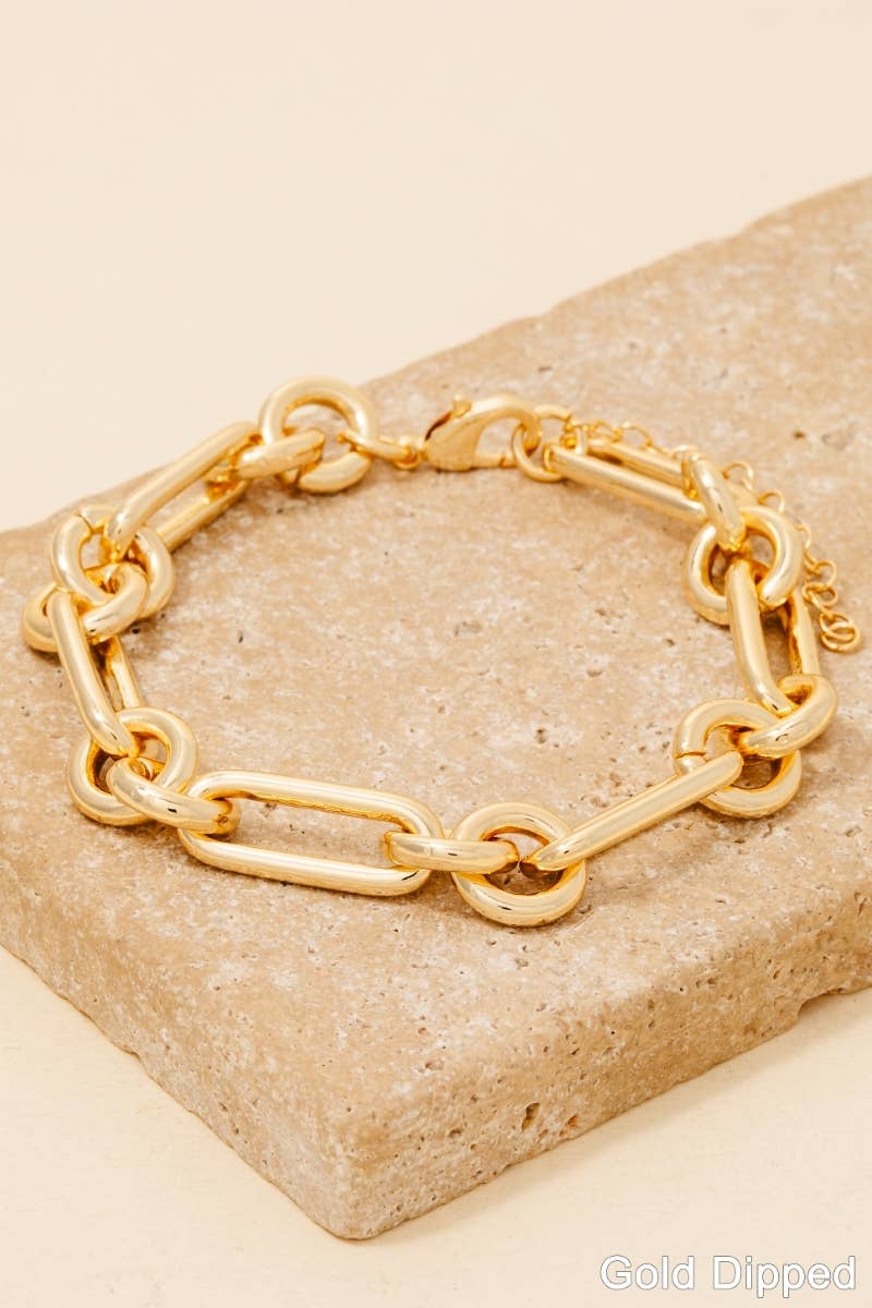 Gold Dipped Chain Link Bracelet: GOLD