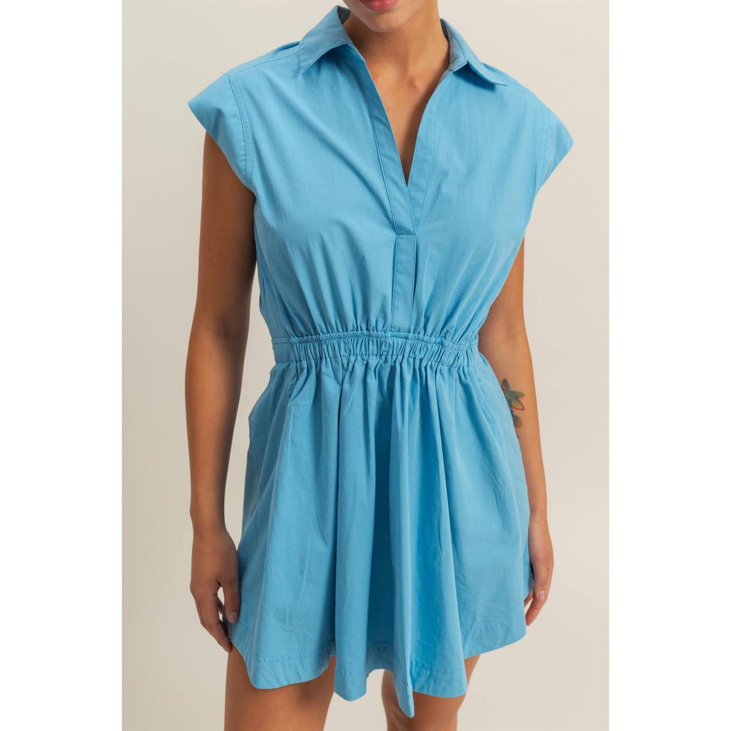 DZ25C151-Flirty Collared Mini Dress: TOMATO / S-M-L(2-2-2)