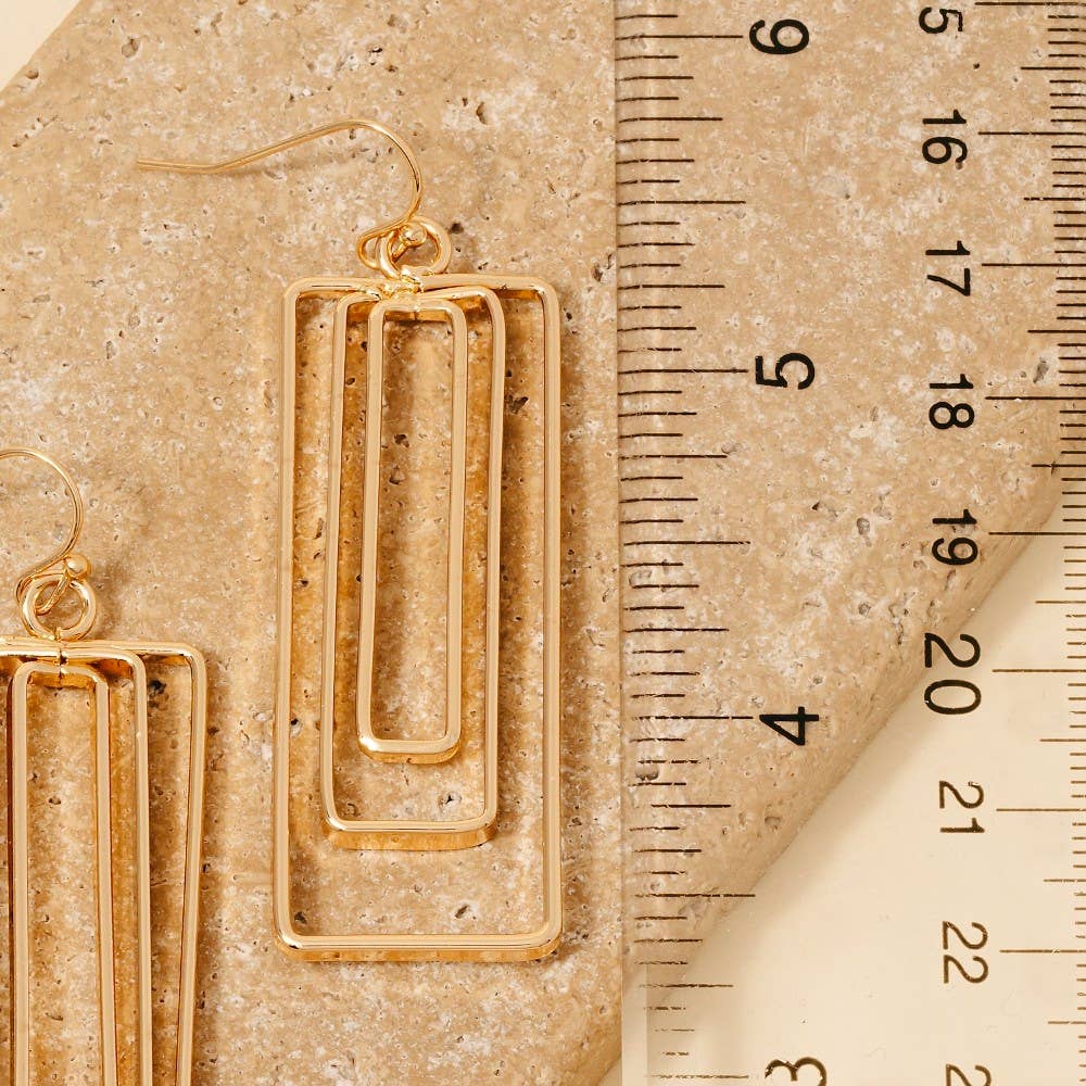 Layered Rectangle Dangle Earrings: GD
