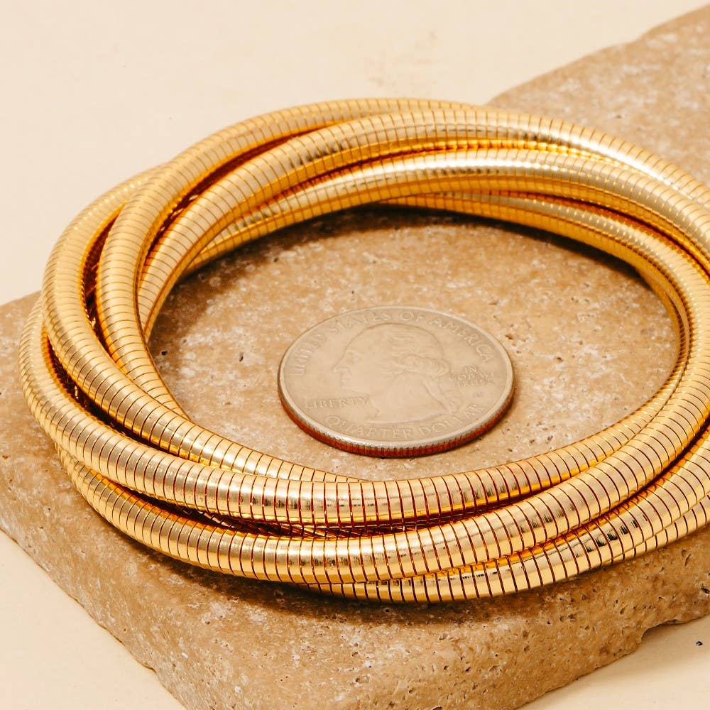 Knotted Elastic Metallic Coil Bracelet Set: G
