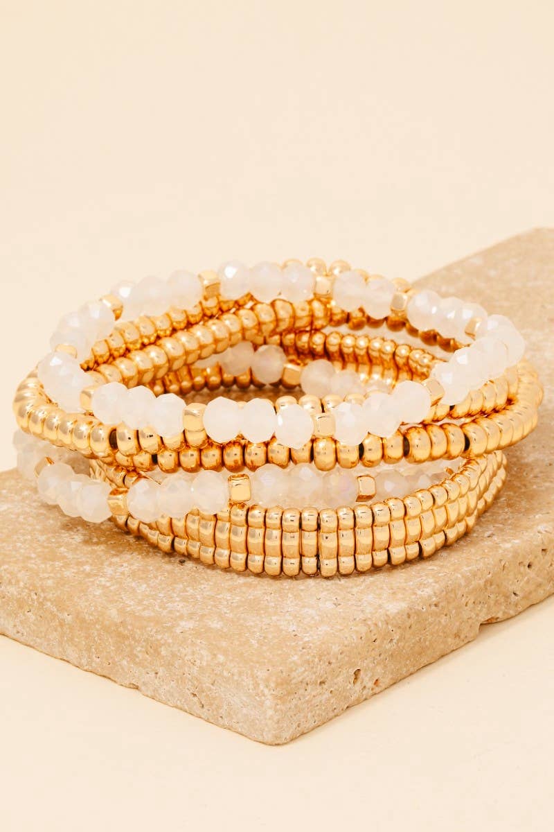 Metallic And Faceted Beaded Bracelet Set: LBRWGD