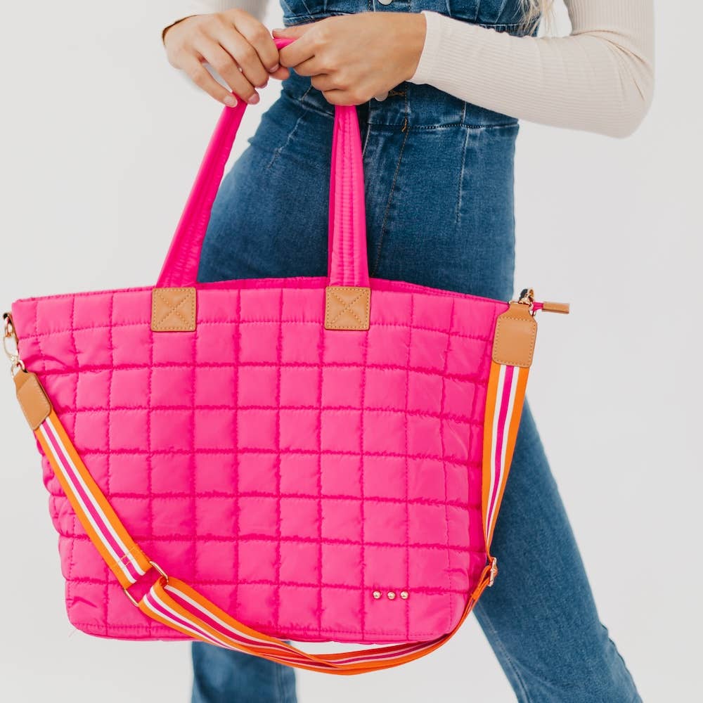Day Dreamer Quilted Tote Bag: Orange