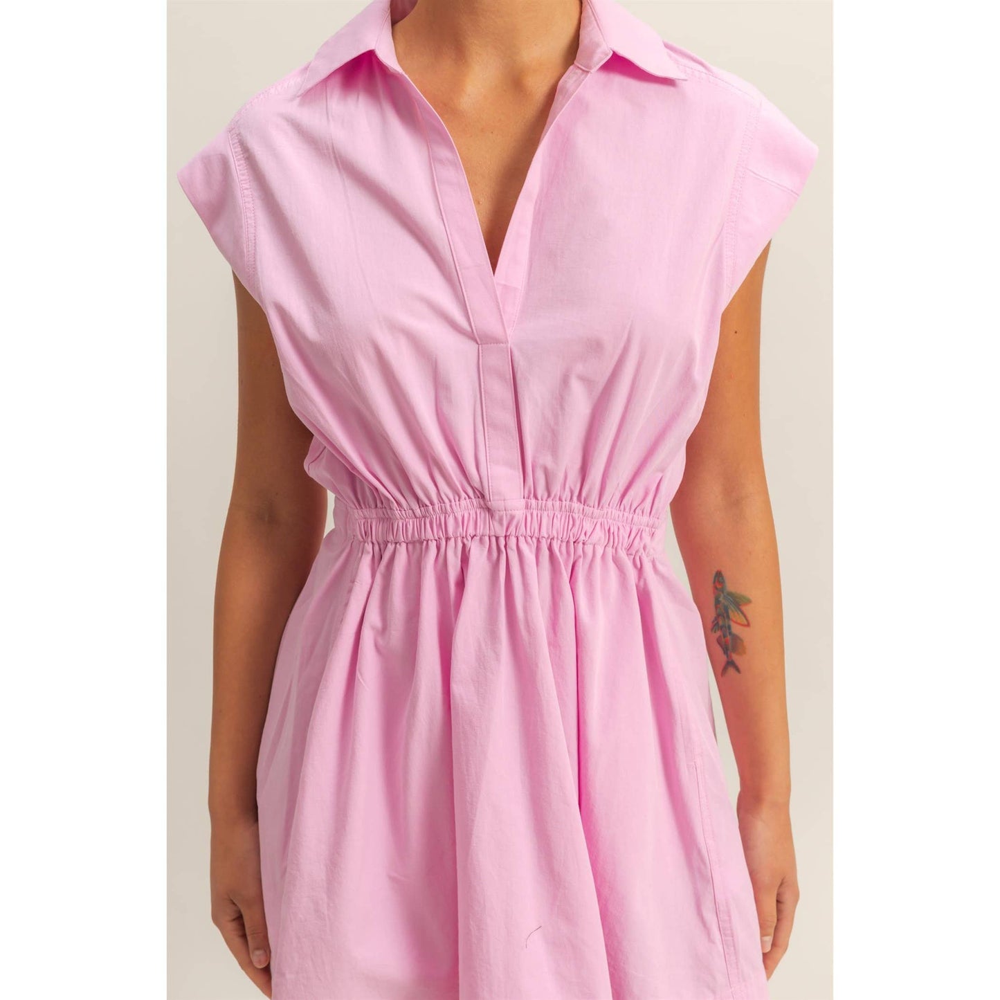 DZ25C151-Flirty Collared Mini Dress: TOMATO / S-M-L(2-2-2)