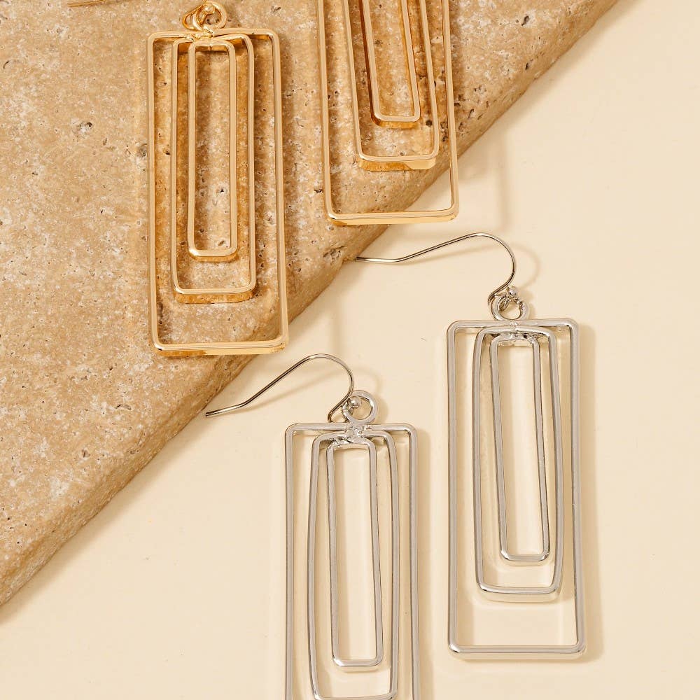 Layered Rectangle Dangle Earrings: GD