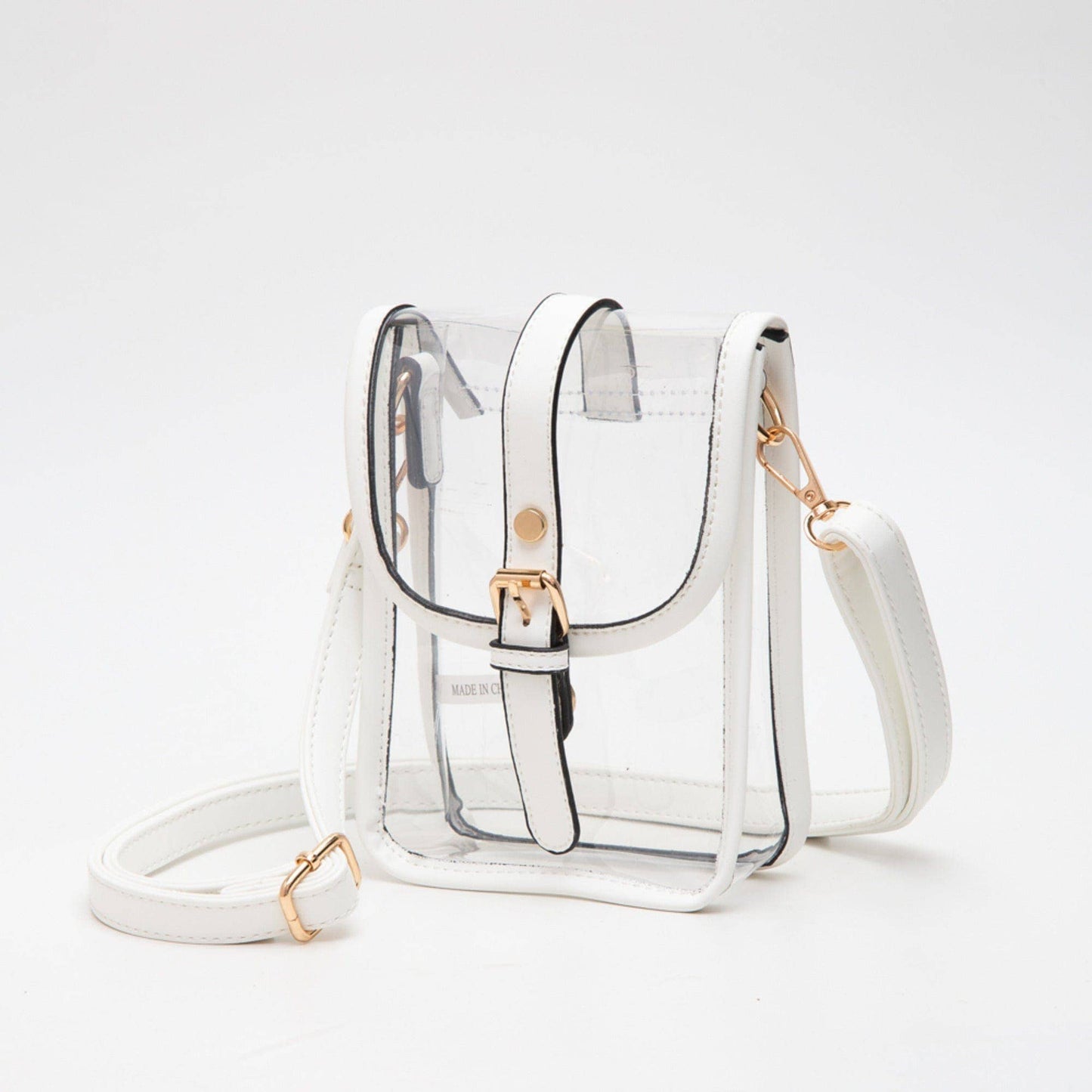 TG10608 Game Day Clear Buckle Strap Mini Crossbody Bag: White