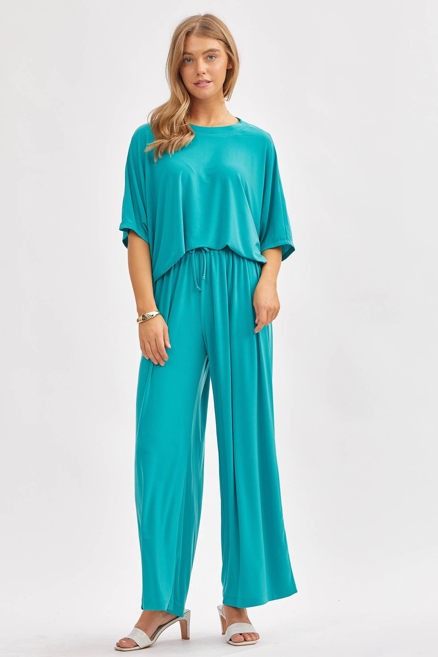 Flowy Top + Wide Leg Set TRVSET-COASTAL: Black / S
