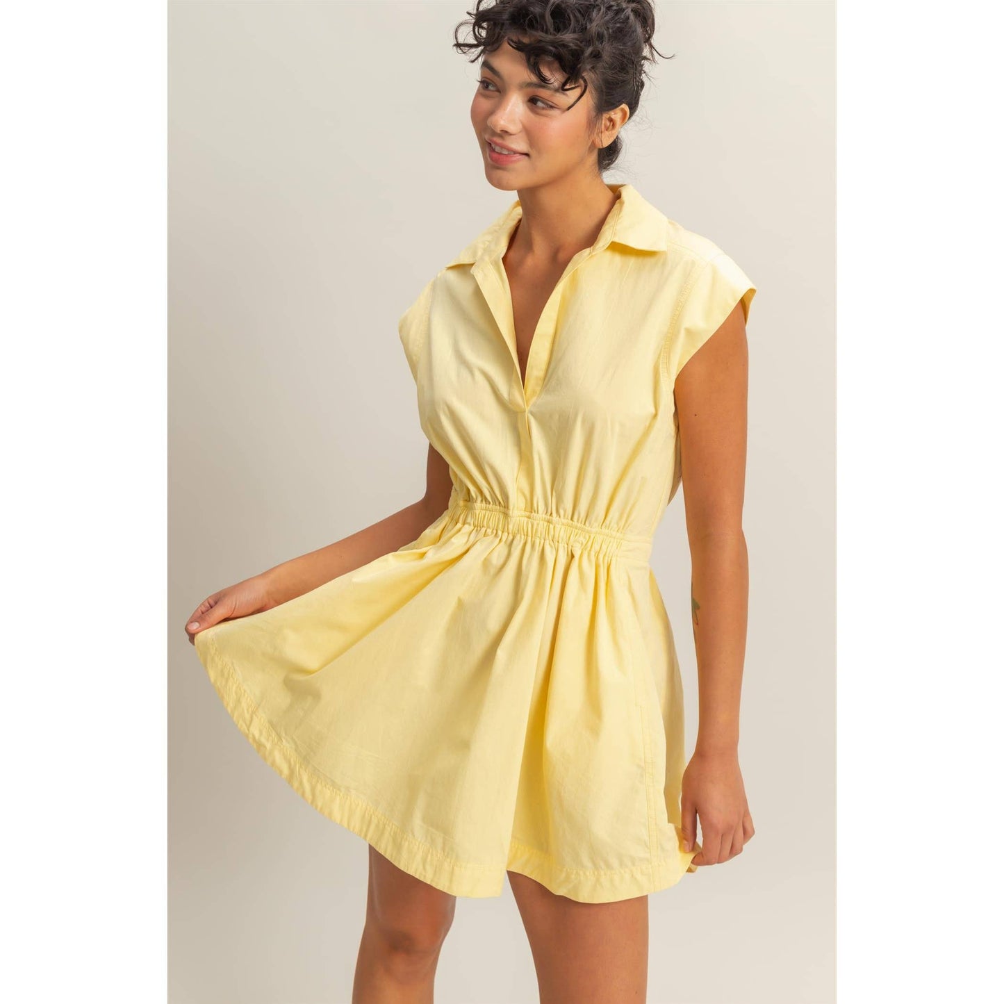DZ25C151-Flirty Collared Mini Dress: TOMATO / S-M-L(2-2-2)