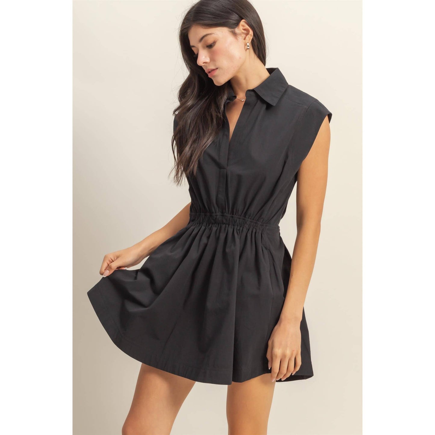 DZ25C151-Flirty Collared Mini Dress: TOMATO / S-M-L(2-2-2)