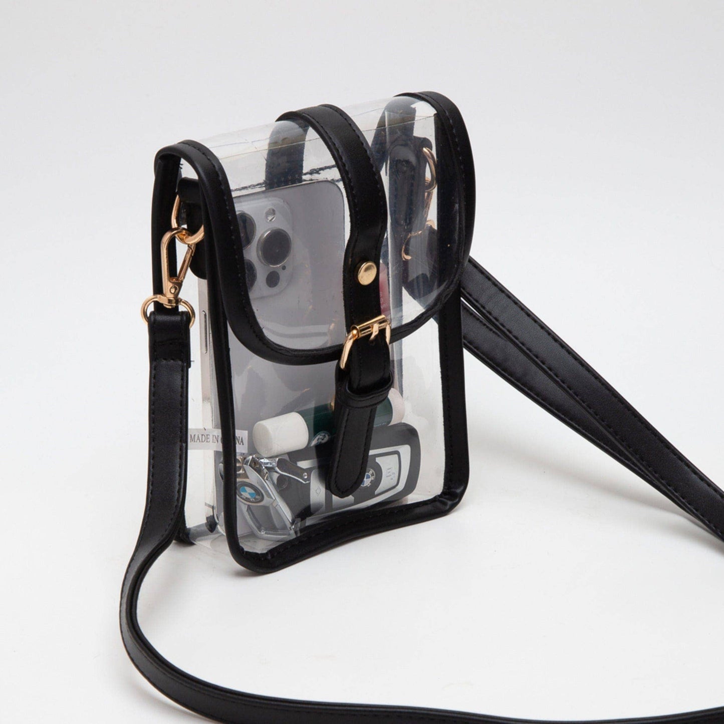 TG10608 Game Day Clear Buckle Strap Mini Crossbody Bag: White