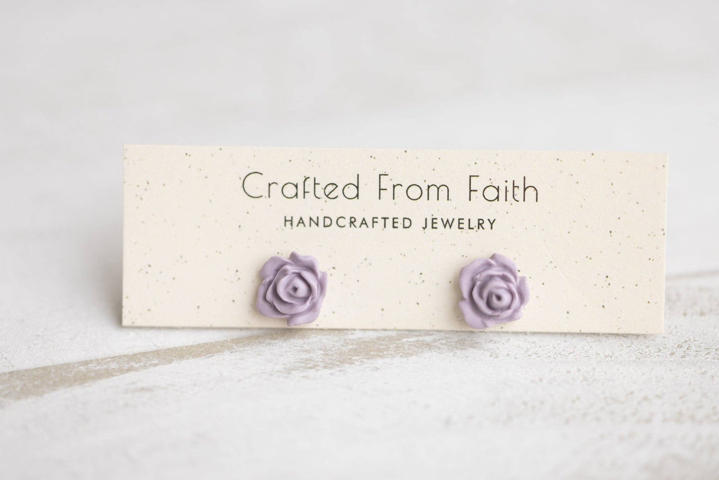 Embossed Floral Studs: Rose - Dusty Lavendar