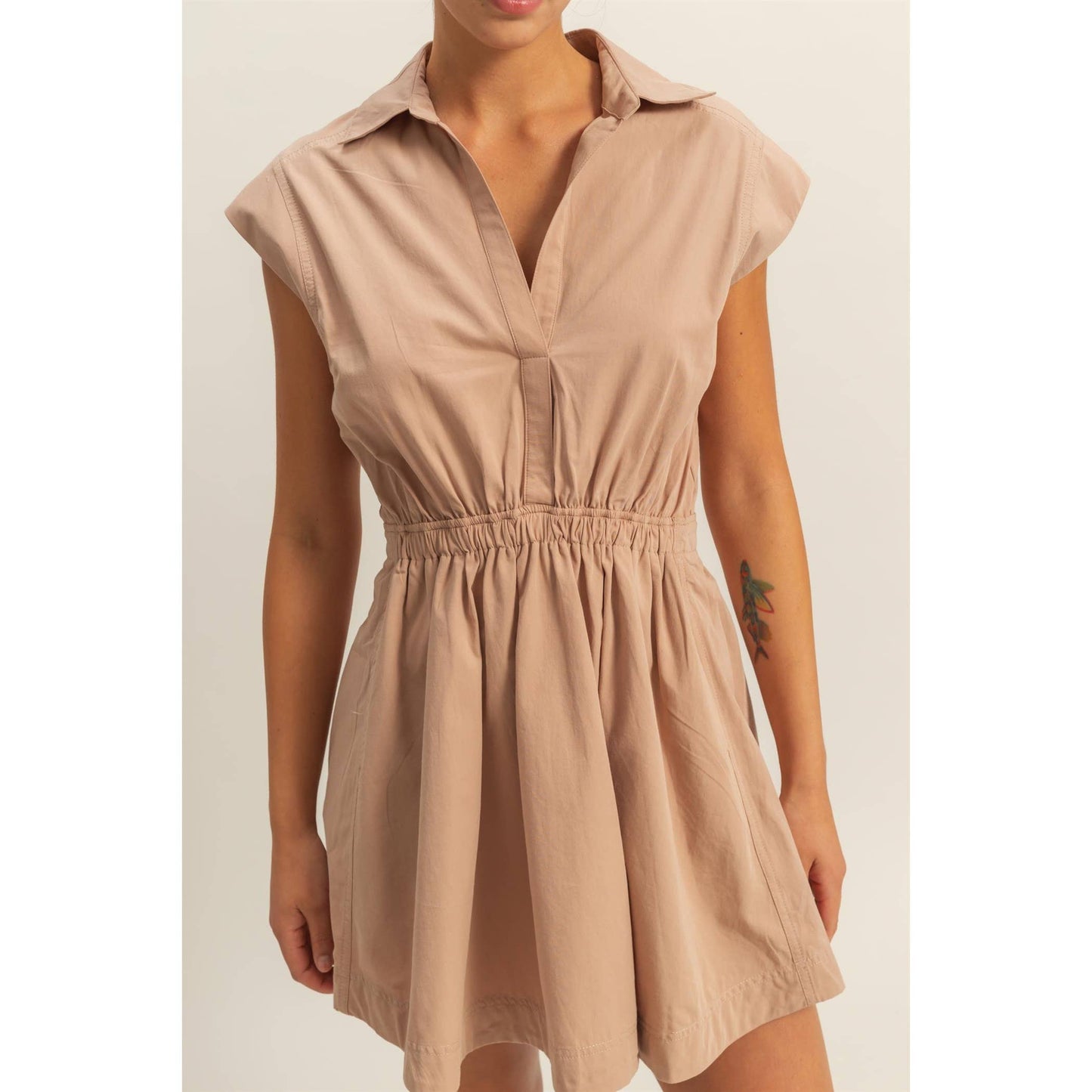 DZ25C151-Flirty Collared Mini Dress: TOMATO / S-M-L(2-2-2)