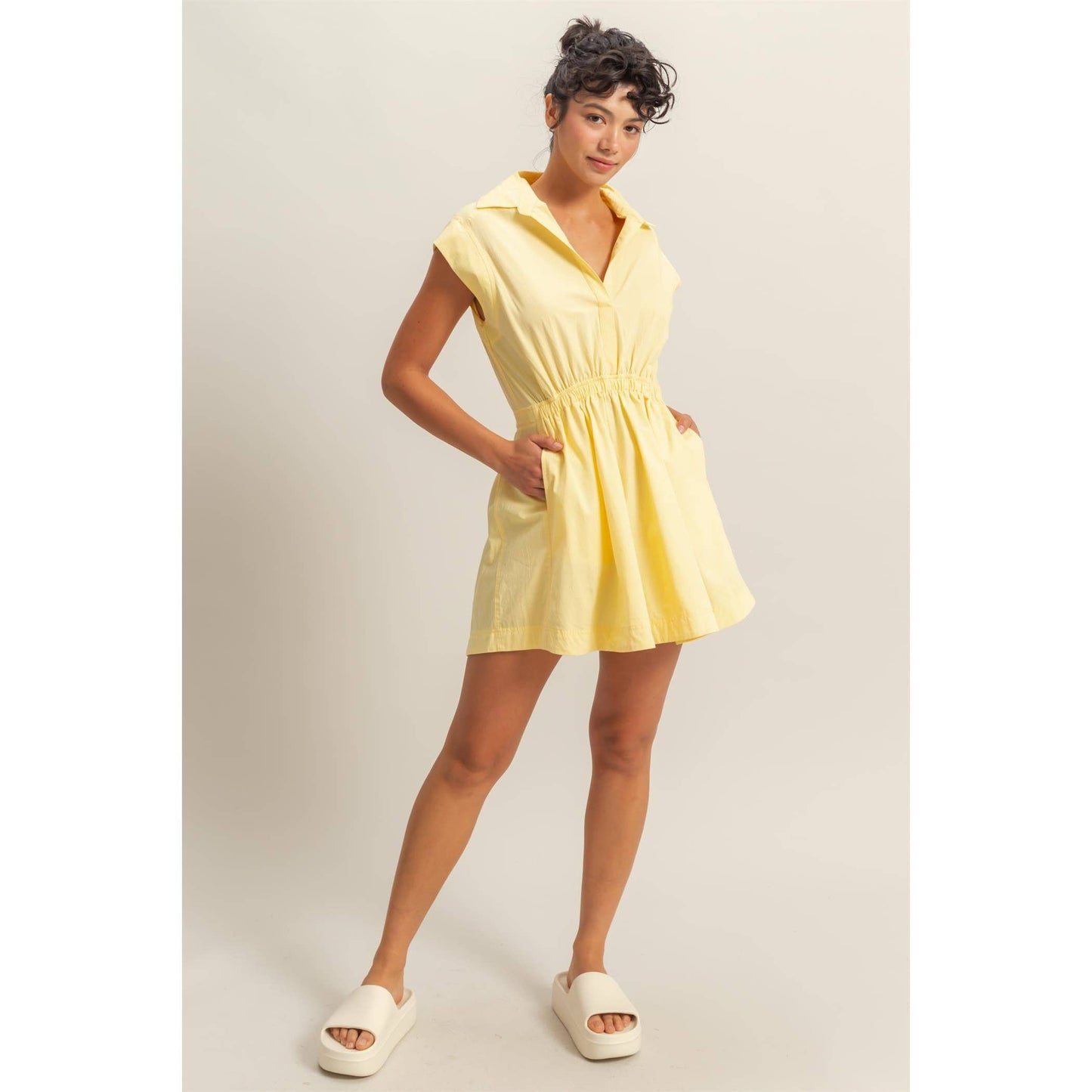DZ25C151-Flirty Collared Mini Dress: TOMATO / S-M-L(2-2-2)