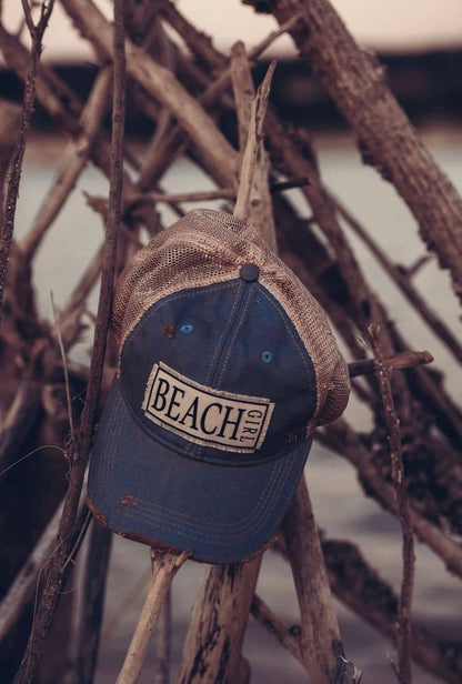 Beach Girl Distressed Trucker Hat Baseball Cap