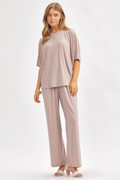 Flowy Top + Wide Leg Set TRVSET-COASTAL: Black / S