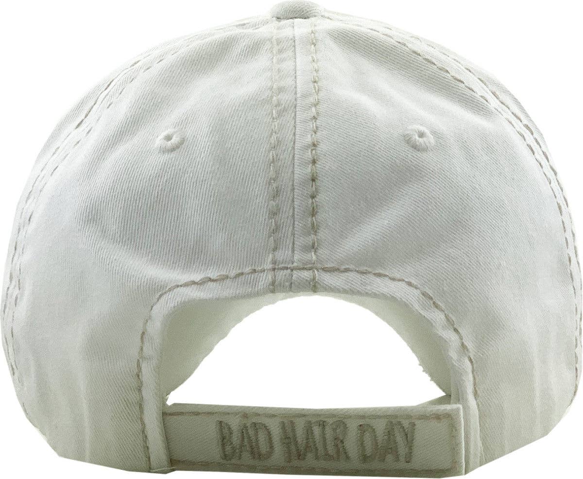 KBV1073 'BAD HAIR DAY' Distressed Cotton Cap: Hot Pink