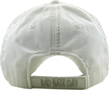 KBV1073 'BAD HAIR DAY' Distressed Cotton Cap: Hot Pink