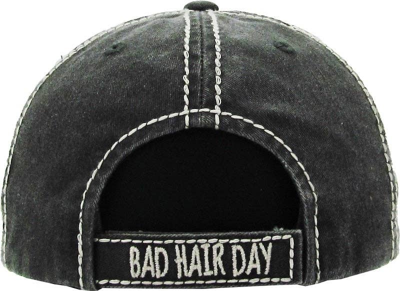 KBV1073 'BAD HAIR DAY' Distressed Cotton Cap: Hot Pink