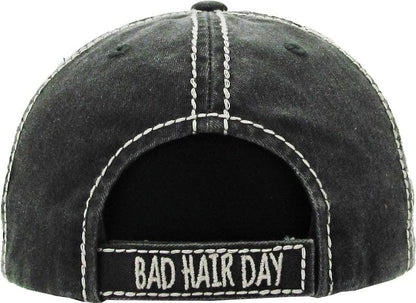 KBV1073 'BAD HAIR DAY' Distressed Cotton Cap: Hot Pink