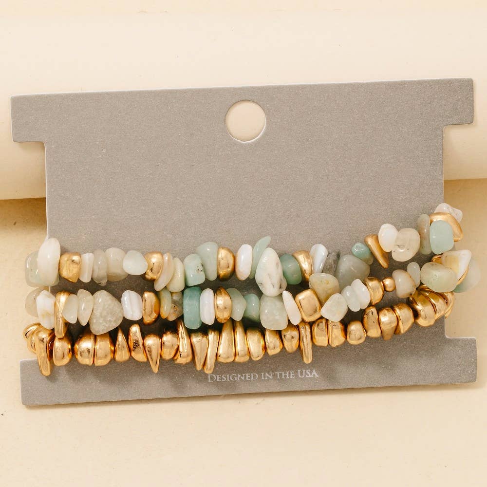 Assorted Semi Precious Stone Bead Bracelet Set: GPK