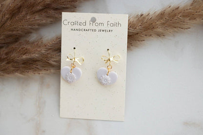Minimalist Bow Heart Dangles: Love Bird