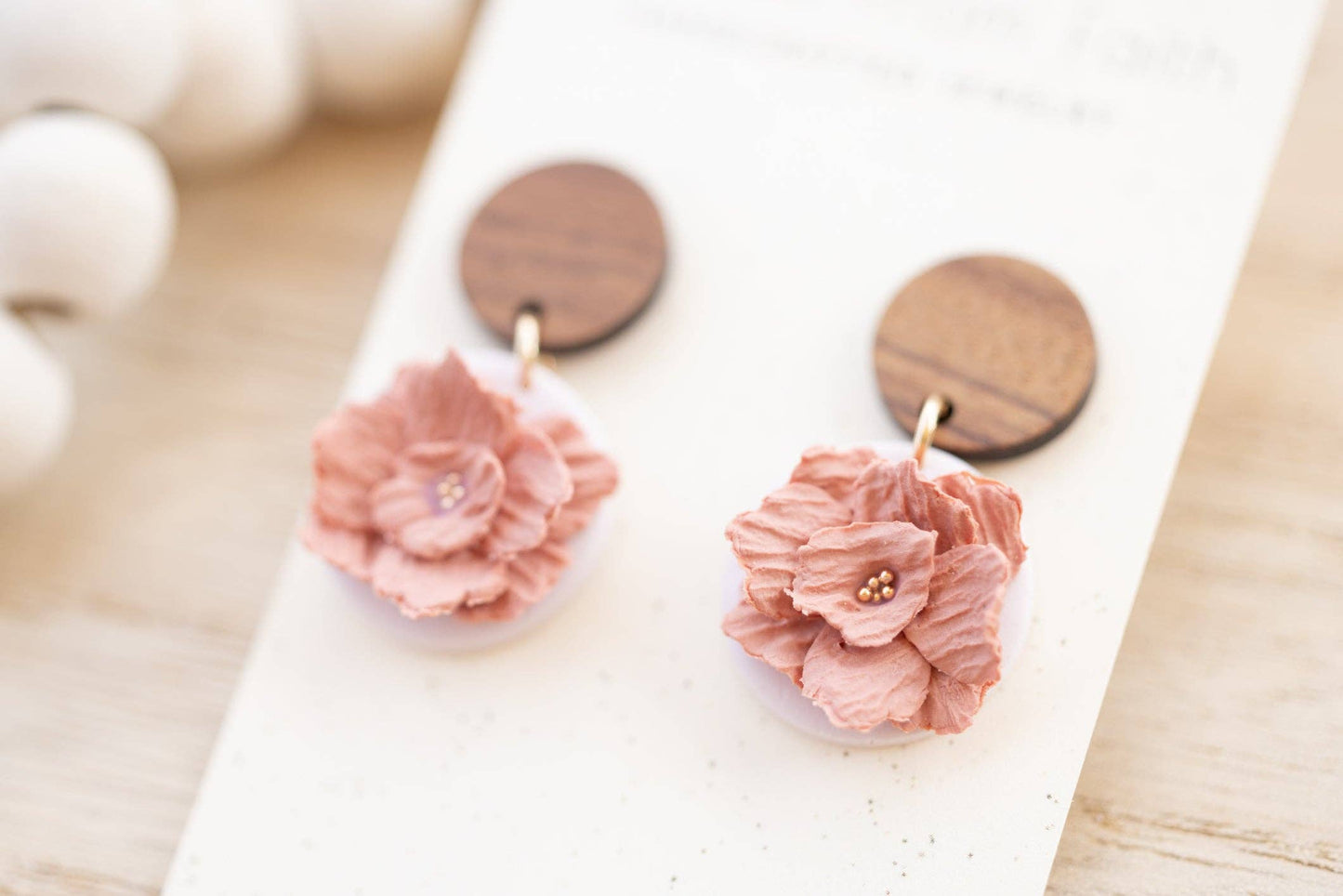 Carnation Dangles: Warm Ivory