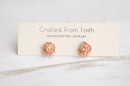 Embossed Floral Studs: Rose - Dusty Lavendar