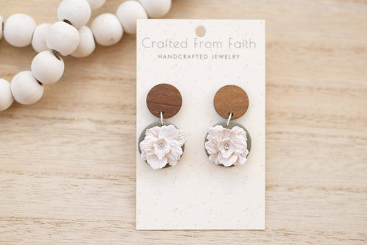 Carnation Dangles: Warm Ivory