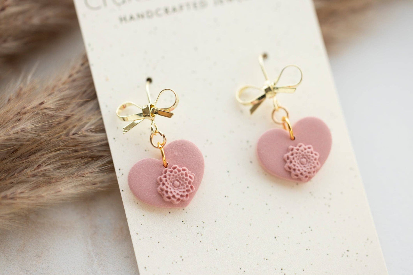 Minimalist Bow Heart Dangles: Love Bird