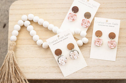 Carnation Dangles: Warm Ivory