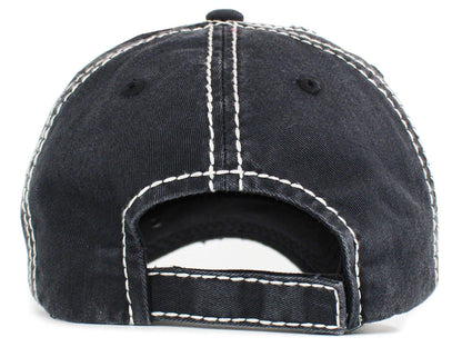 KBV1551 Pickleball Therapy Washed Vintage Cap: Black