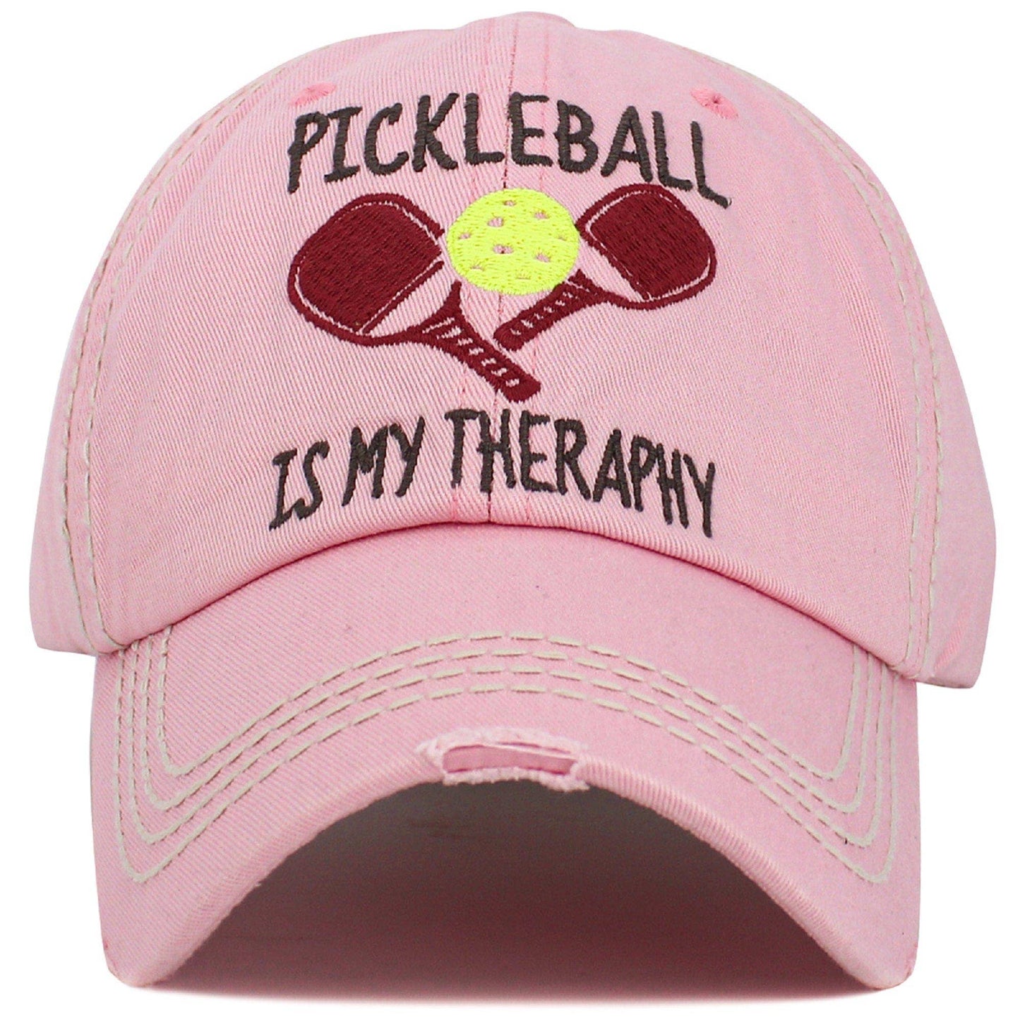 KBV1551 Pickleball Therapy Washed Vintage Cap: Black