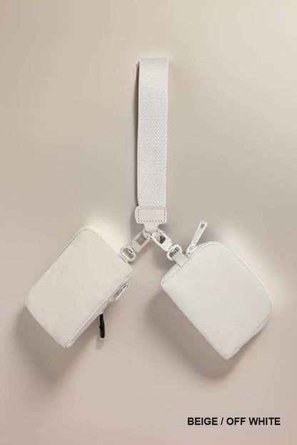 ,.._ SI-26443 Dual Pouch Wristlet Keychain Wallet: WHITE/MINT-169228 / OS
