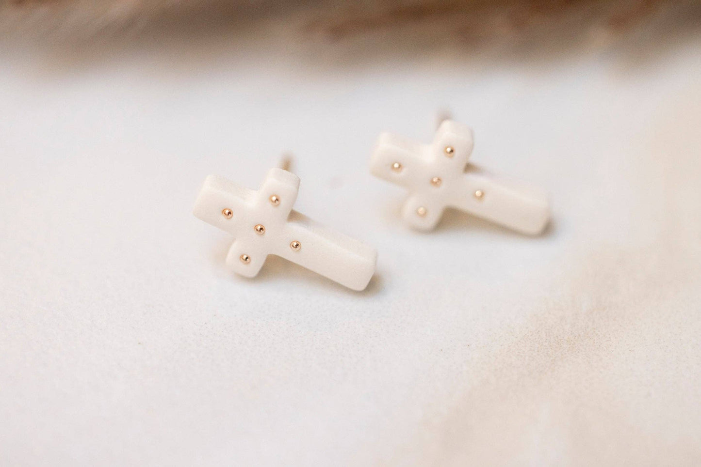 Beaded Cross Studs