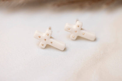Beaded Cross Studs