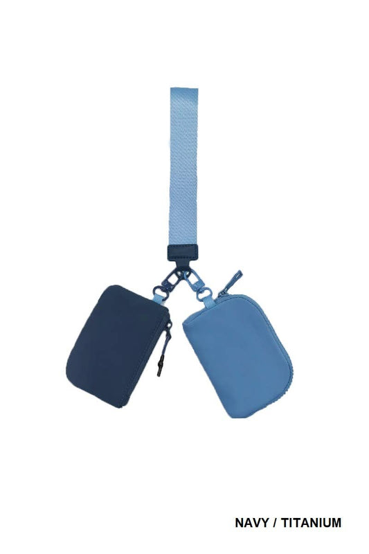 ,.._ SI-26443 Dual Pouch Wristlet Keychain Wallet: NAVY/TITANIUM-173277 / OS