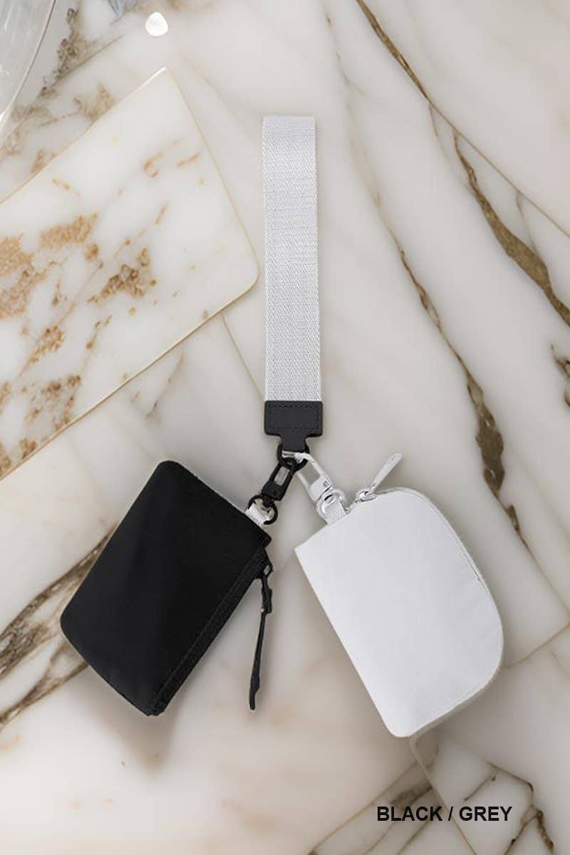 ,.._ SI-26443 Dual Pouch Wristlet Keychain Wallet: WHITE/MINT-169228 / OS