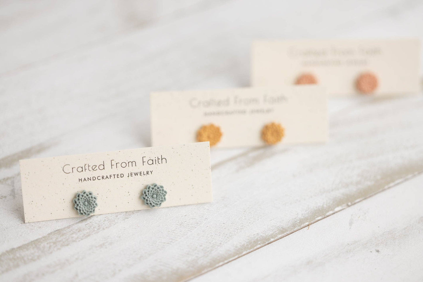 Embossed Floral Studs: Rose - Dusty Lavendar