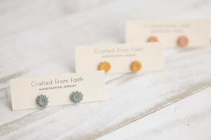 Embossed Floral Studs: Rose - Dusty Lavendar
