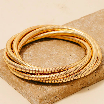Knotted Elastic Metallic Coil Bracelet Set: G
