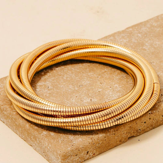 Knotted Elastic Metallic Coil Bracelet Set: G