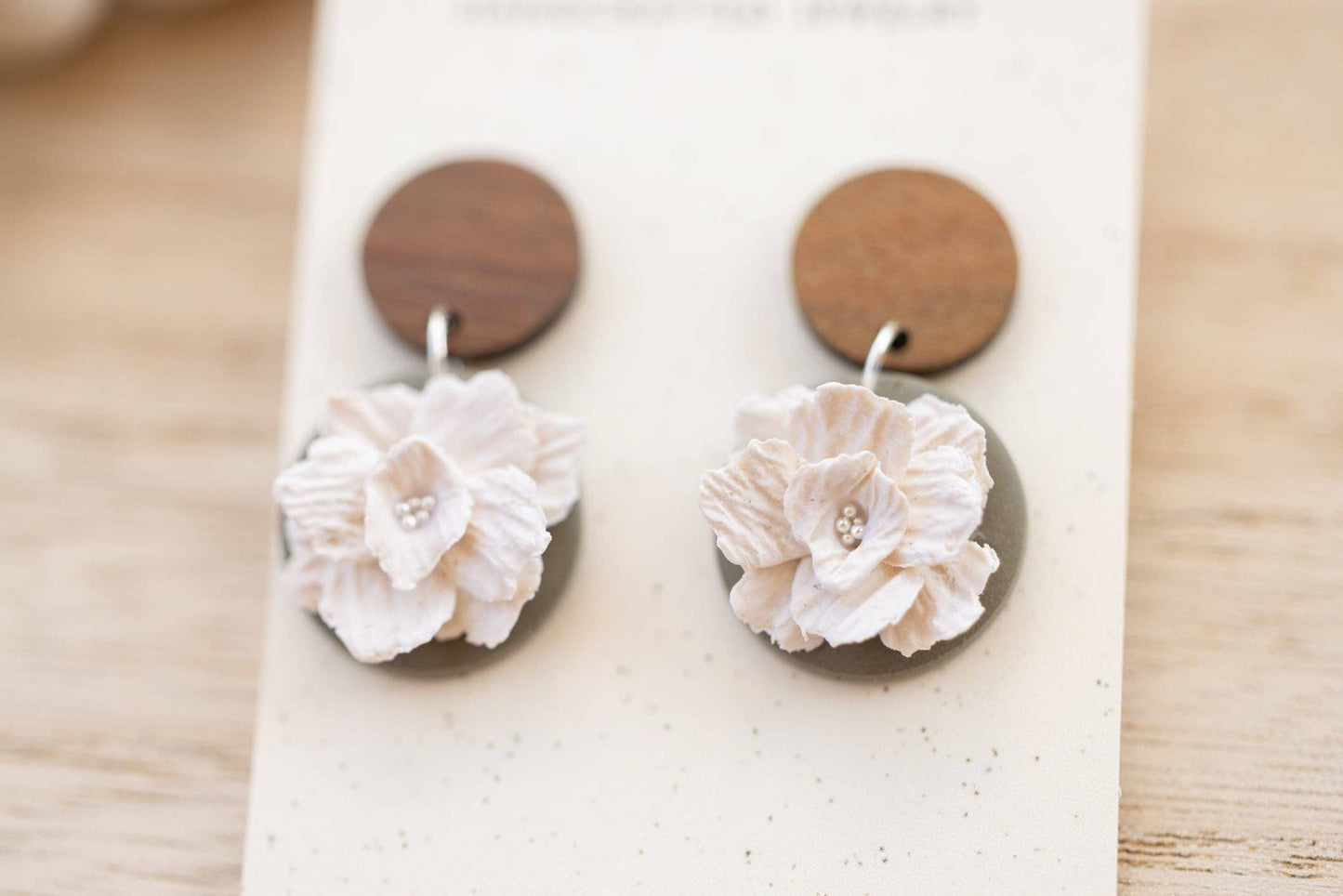 Carnation Dangles: Warm Ivory