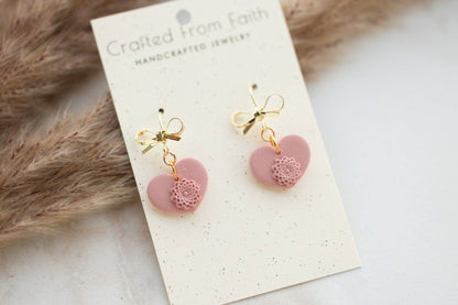 Minimalist Bow Heart Dangles: Love Bird