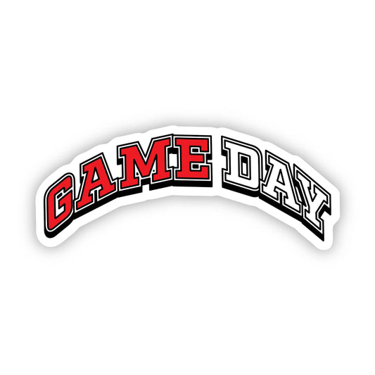 Game Day Red White Sports Curved Text Sticker