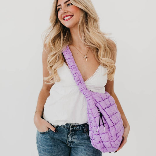 Carmen Quilted Hobo Tote Bag: Lilac
