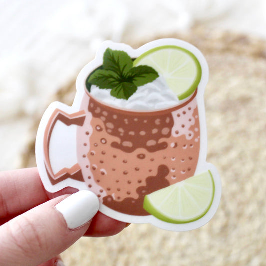 Moscow Mule Cocktail Sticker, 3x2.75in