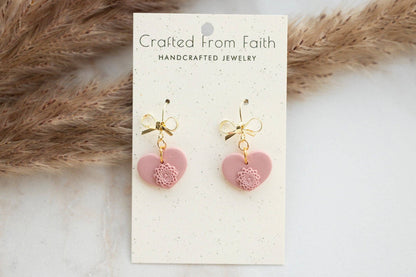 Minimalist Bow Heart Dangles: Love Bird