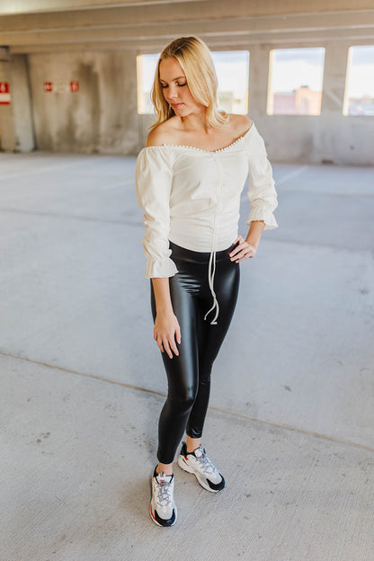 High Waist Faux Leather Leggings Pants